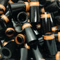 Premium Quality Iron Ferrules Black w/ Orange & Silver Rings 1"