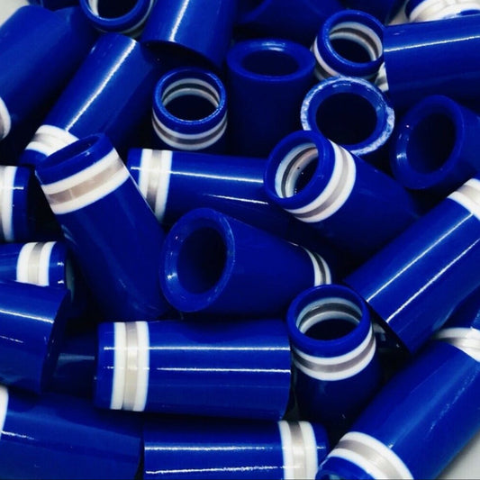 Premium Quality Iron Ferrules Blue w/ Silver & White Rings 1”
