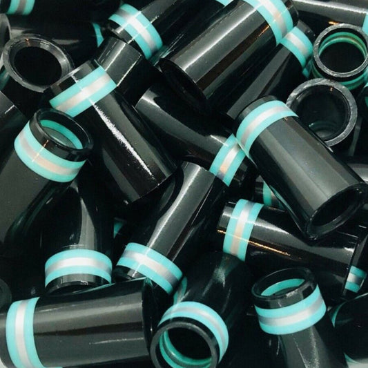 Premium Quality Iron Ferrules Black w/ Silver & Turquoise Rings 1”