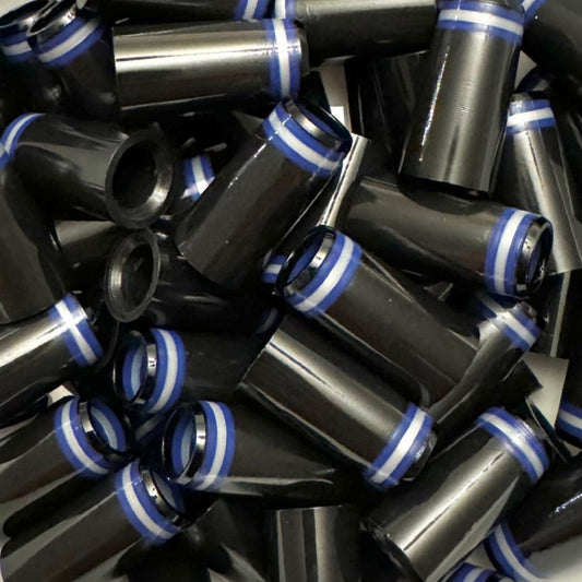 Premium Quality Iron Ferrules Black w/ Blue & Silver Rings 1”