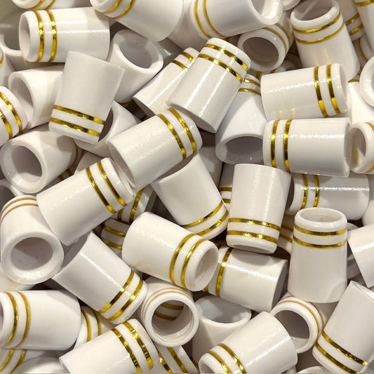 Premium Quality Iron Ferrules White w/ Double Gold Ring - 0.75"