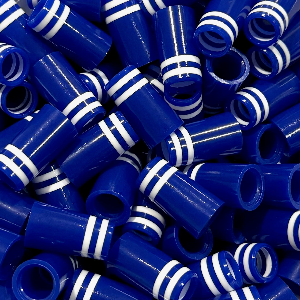 Premium Quality Iron Ferrules Blue w/ Double White Rings 1”