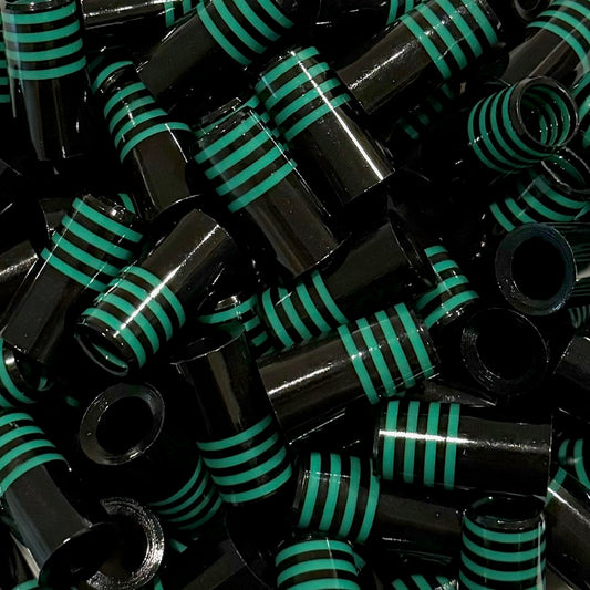 Premium Quality Iron Ferrules Black w/ Quad Green Rings 1”