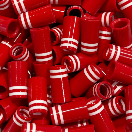 Premium Quality Iron Ferrules Red w/ Double White Rings 1”