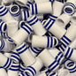 Premium Quality Iron Ferrules White w/ Double Blue Rings 1”