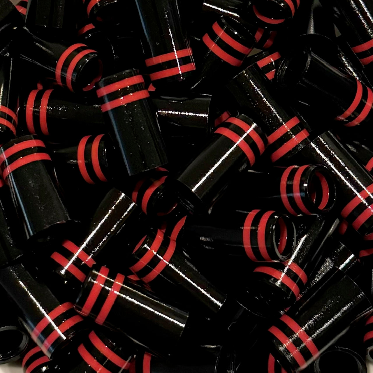 Premium Quality Iron Ferrules Black w/ Double Red Rings 1”
