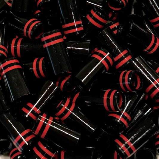 Premium Quality Iron Ferrules Black w/ Double Red Rings 1”