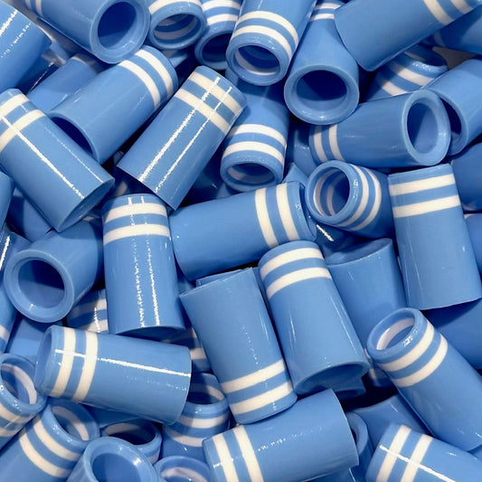 Premium Quality Iron Ferrules Baby Blue w/ Double White Rings 1”