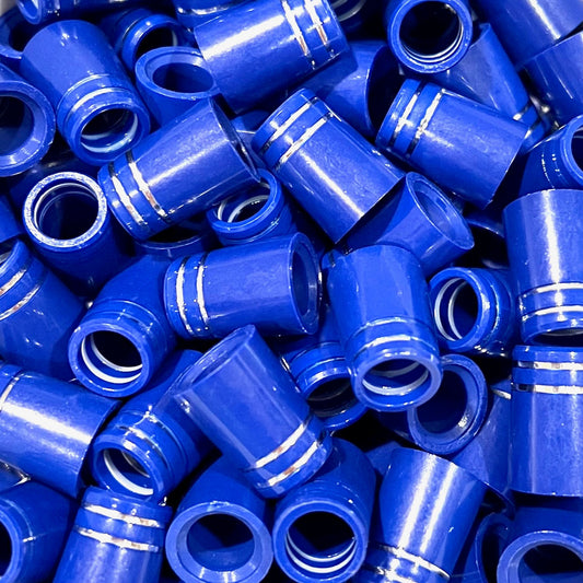 Iron Ferrules - Blue w/ Double Silver Ring - 0.75"
