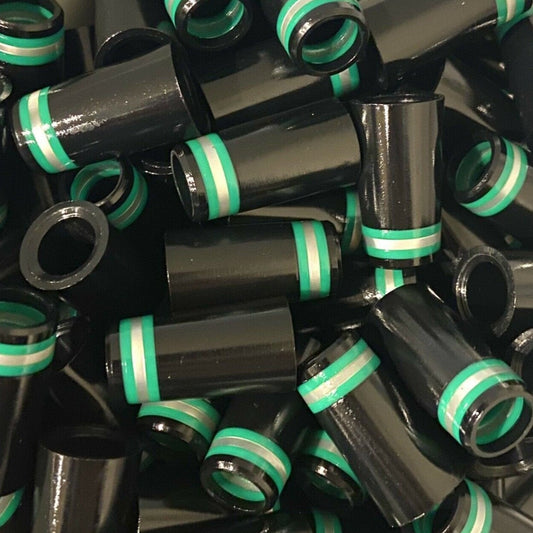Premium Quality Iron Ferrules Black w/ Green & Silver Rings 1”