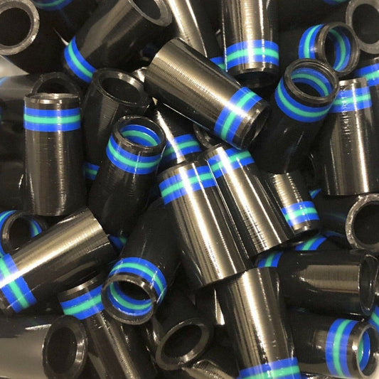 Premium Quality Iron Ferrules Black w/ Blue & Green Rings 1”