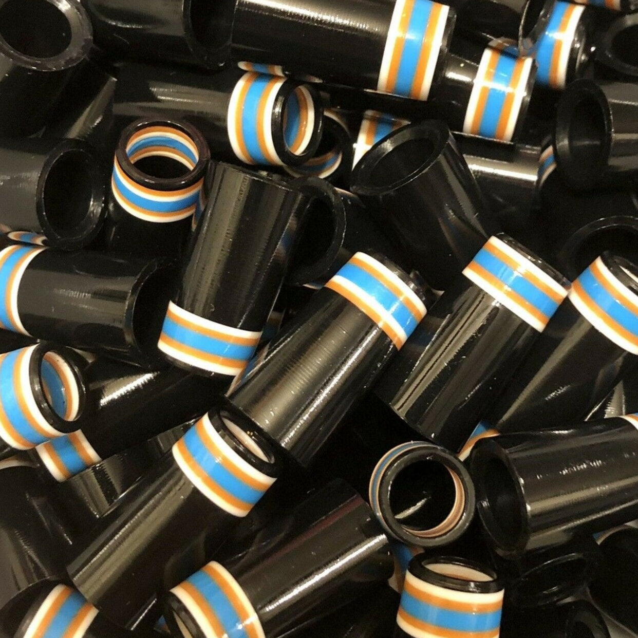 Premium Quality Iron Ferrules Black w/ White, Orange & Blue Rings 1”