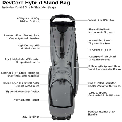 NEW 2026 RevCore Lux Golf Hybrid Stand Bag | 14 Way Full Length Divider