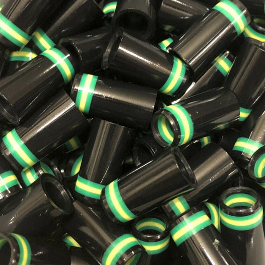 Premium Quality Iron Ferrules Black w/ Green & Yellow Rings 1”