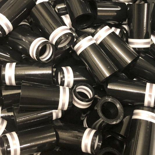Premium Quality Iron Ferrules Black w/ White & Silver Rings 1”
