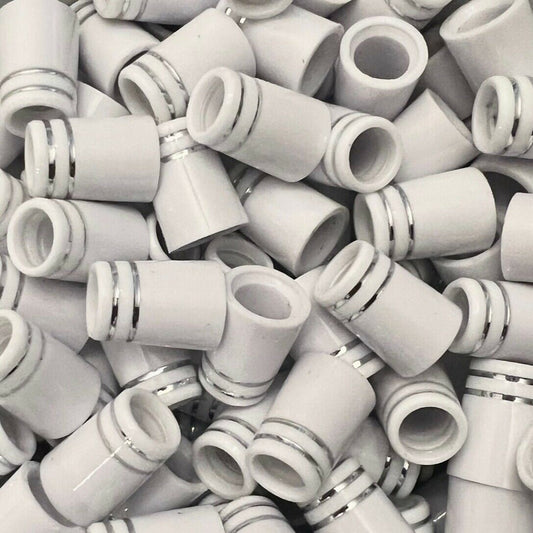 Premium Quality Iron Ferrules White w/ Double Silver Ring - 0.75"