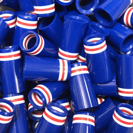 Premium Quality Iron Ferrules Blue w/ White & Red Rings 1”